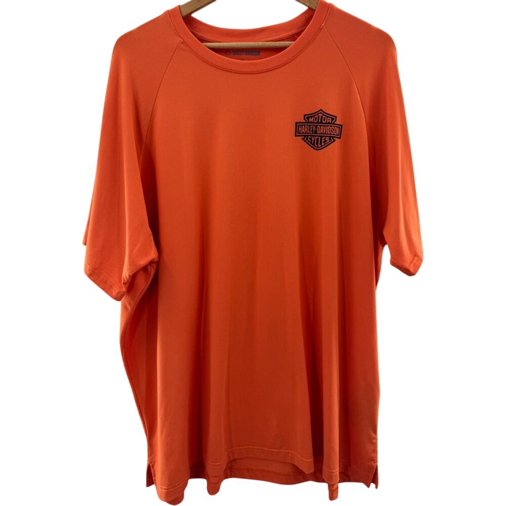 Harley-Davidson Men's Orange Short Sleeve Performance Chest Logo T-Shirt 2XL